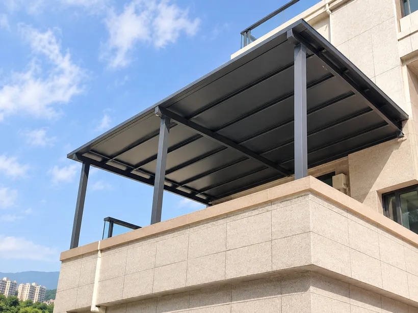 All-aluminium canopy over a roof terrace